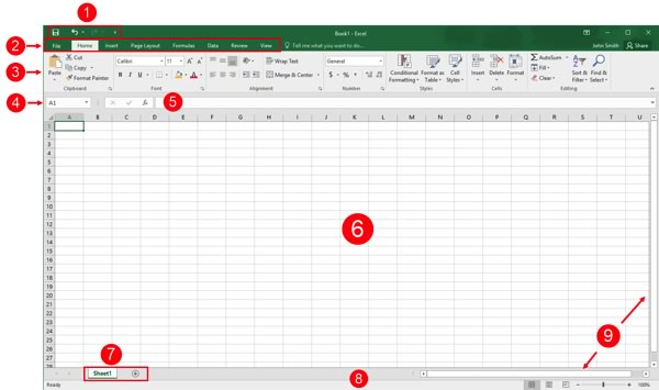 Microsoft Excel 2016 Interface